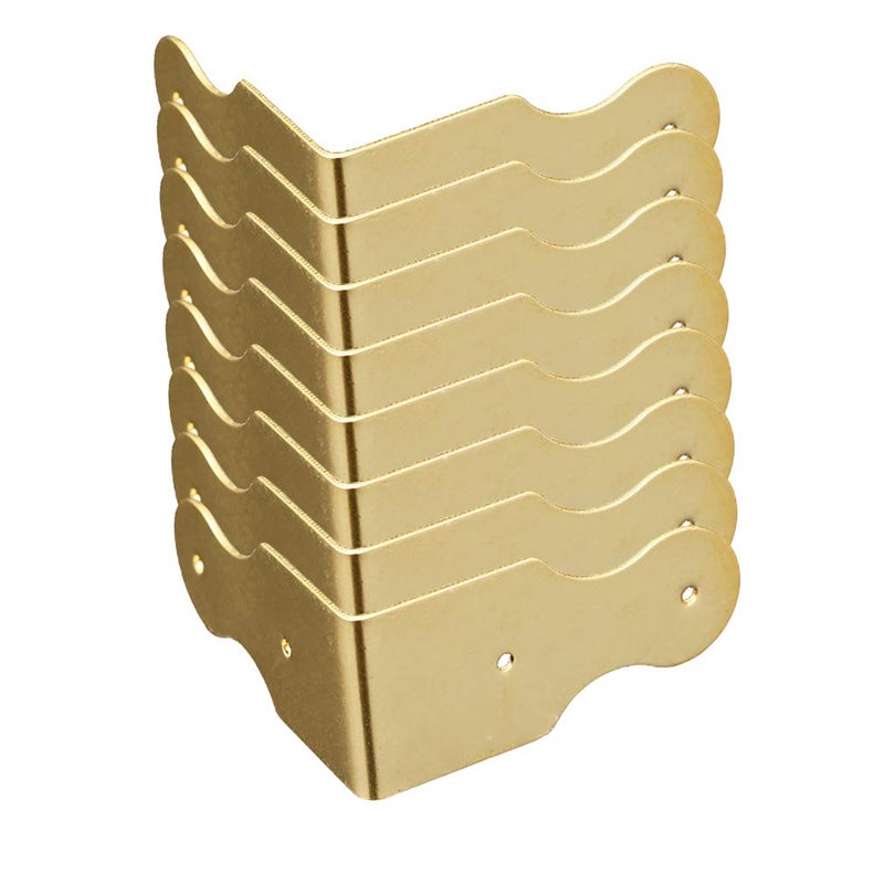 Tiazza 8Pcs Pure Brass Box Corner Protector Corner Braces Hardware Desk Edge Right Angle Guards Wood Jewelry Box Photo Frame Accessories (Gold) - Image 2